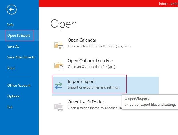 import/export option